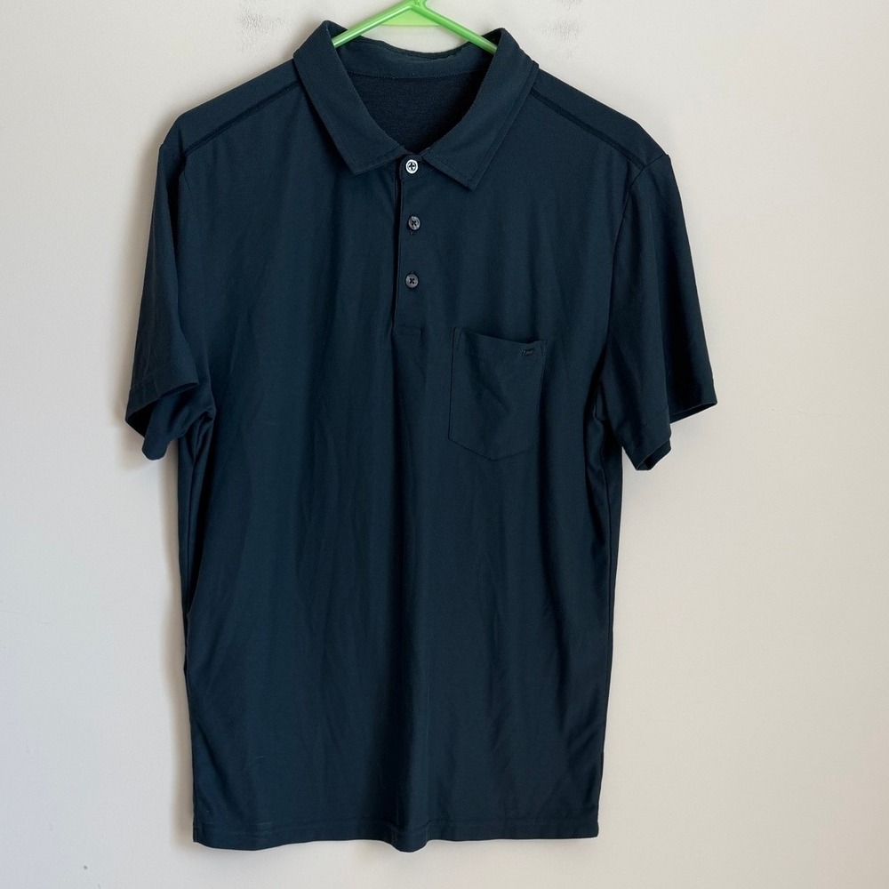 Vuori Ace Performance Polo Mens Size L Teal Pique Short Sleeve Pocket